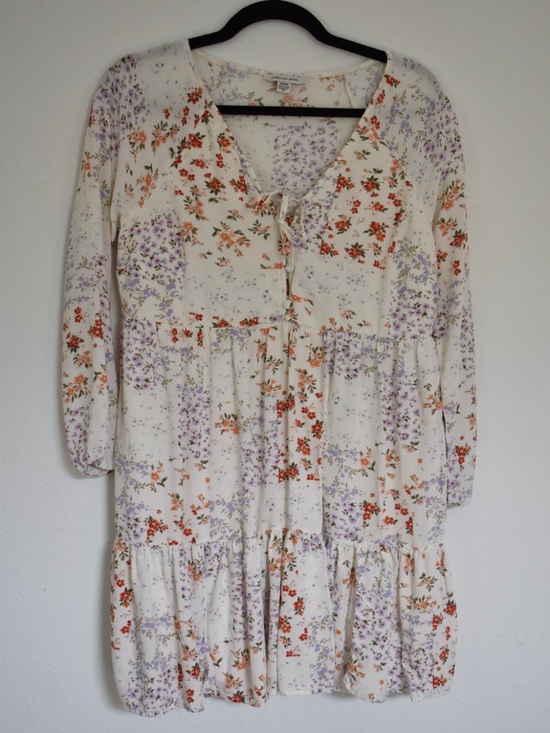 American Eagle Outfitters Dresses & Skirts - American Eagle Floral Long Sleeve Tiered Babydoll Mini Dress size Medium
